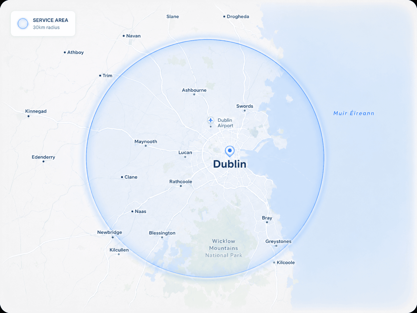 Dublin service area map